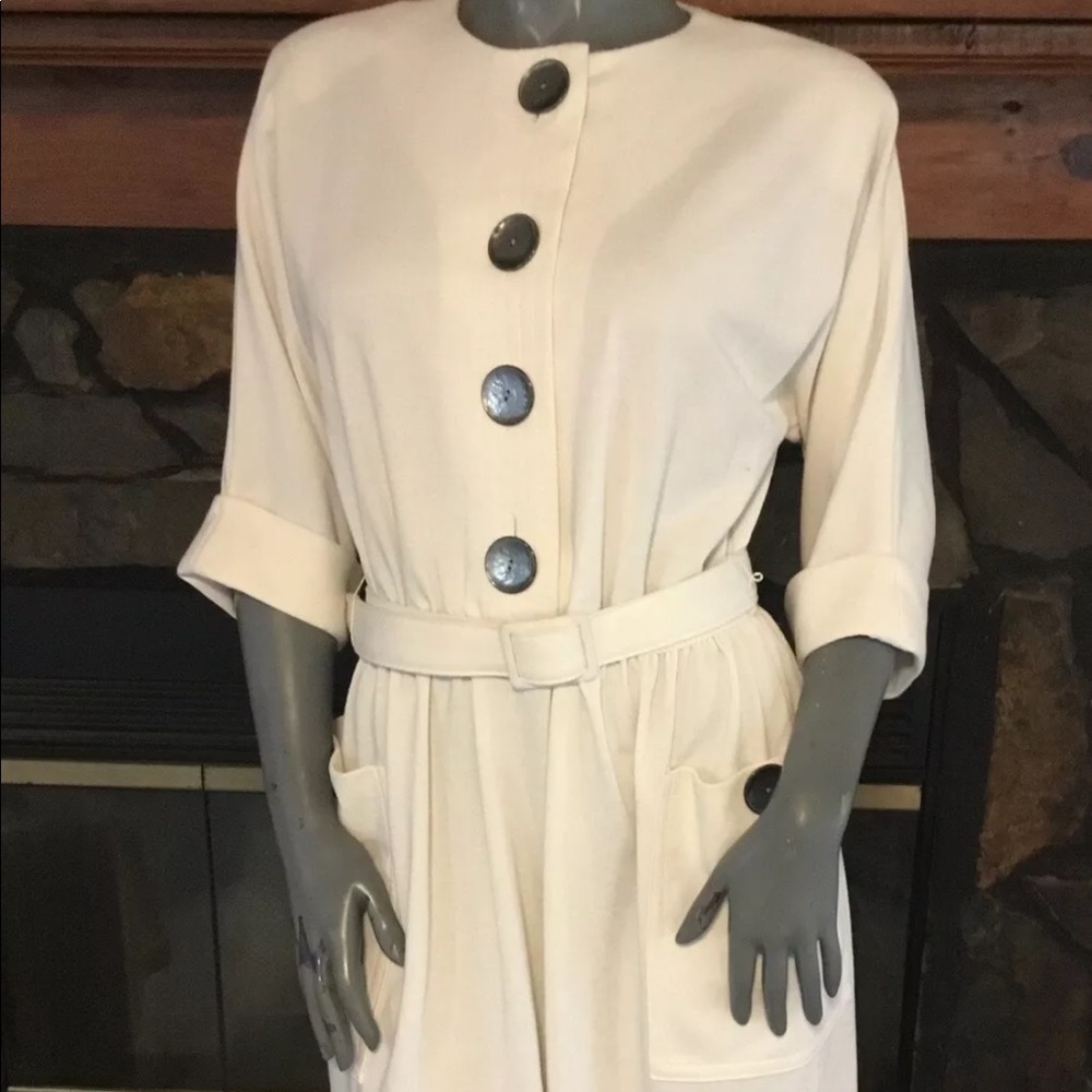 Vintage 70’s Ivory Shirt Dress by Leslie Fay